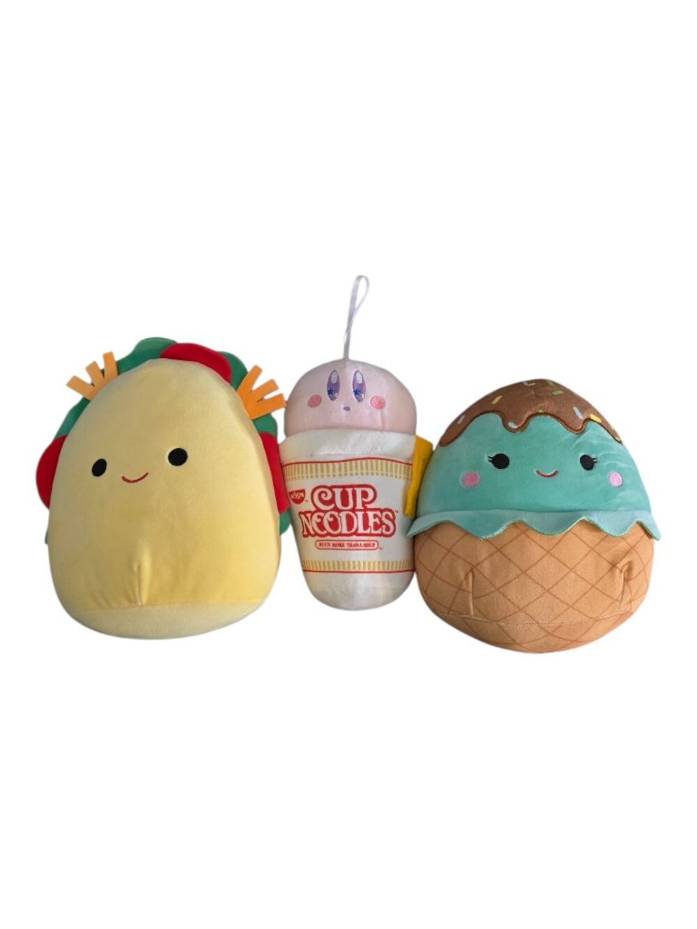Squishmallow Food Plush Bundle Taco Ice Cream + Cup Noodles 8” Cute Kawaii Lot